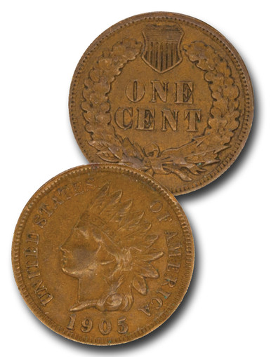 1905 Indian Head Penny misplaced date MPD-001 showing partial digit fragments punched into the denticles below the primary date position